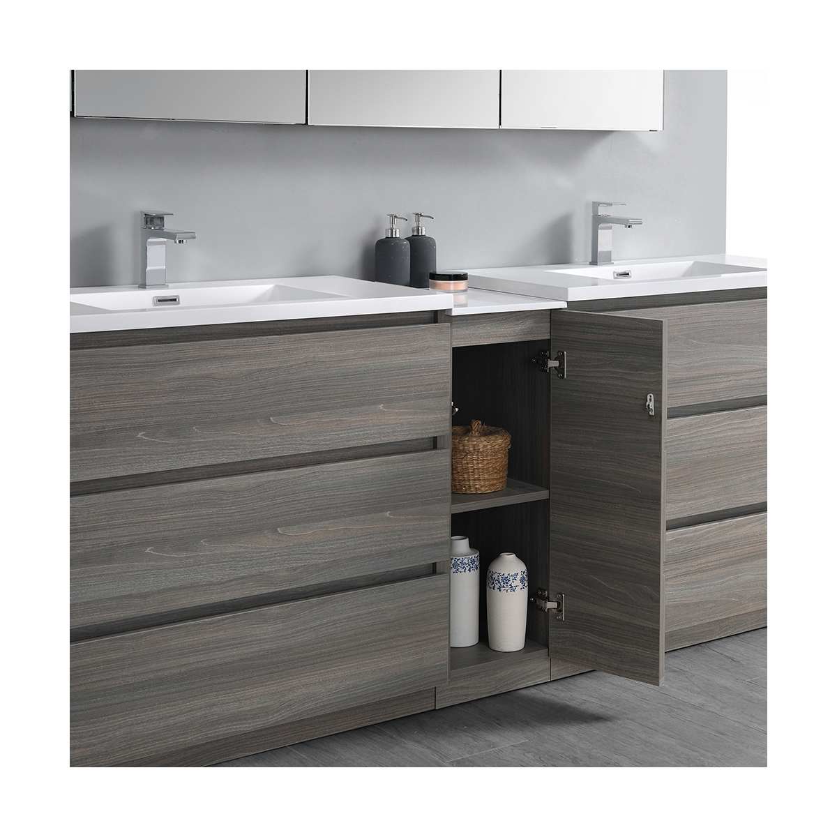 Lazzaro 84" Free Standing Double Basin Vanity Set with Cabinet and Acrylic Vanity Top - image 18