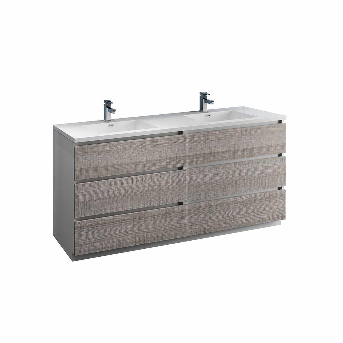 Lazzaro 72" Free Standing Double Basin Vanity Set with Cabinet and Acrylic Vanity Top
