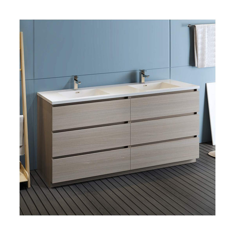 Lazzaro 72" Free Standing Double Basin Vanity Set with Cabinet and Acrylic Vanity Top - image 4