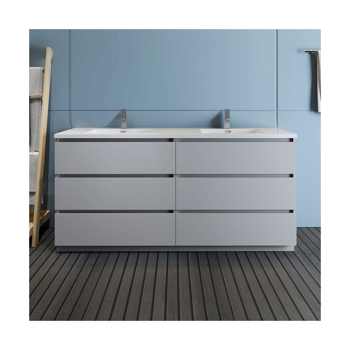 Lazzaro 72" Free Standing Double Basin Vanity Set with Cabinet and Acrylic Vanity Top - image 6