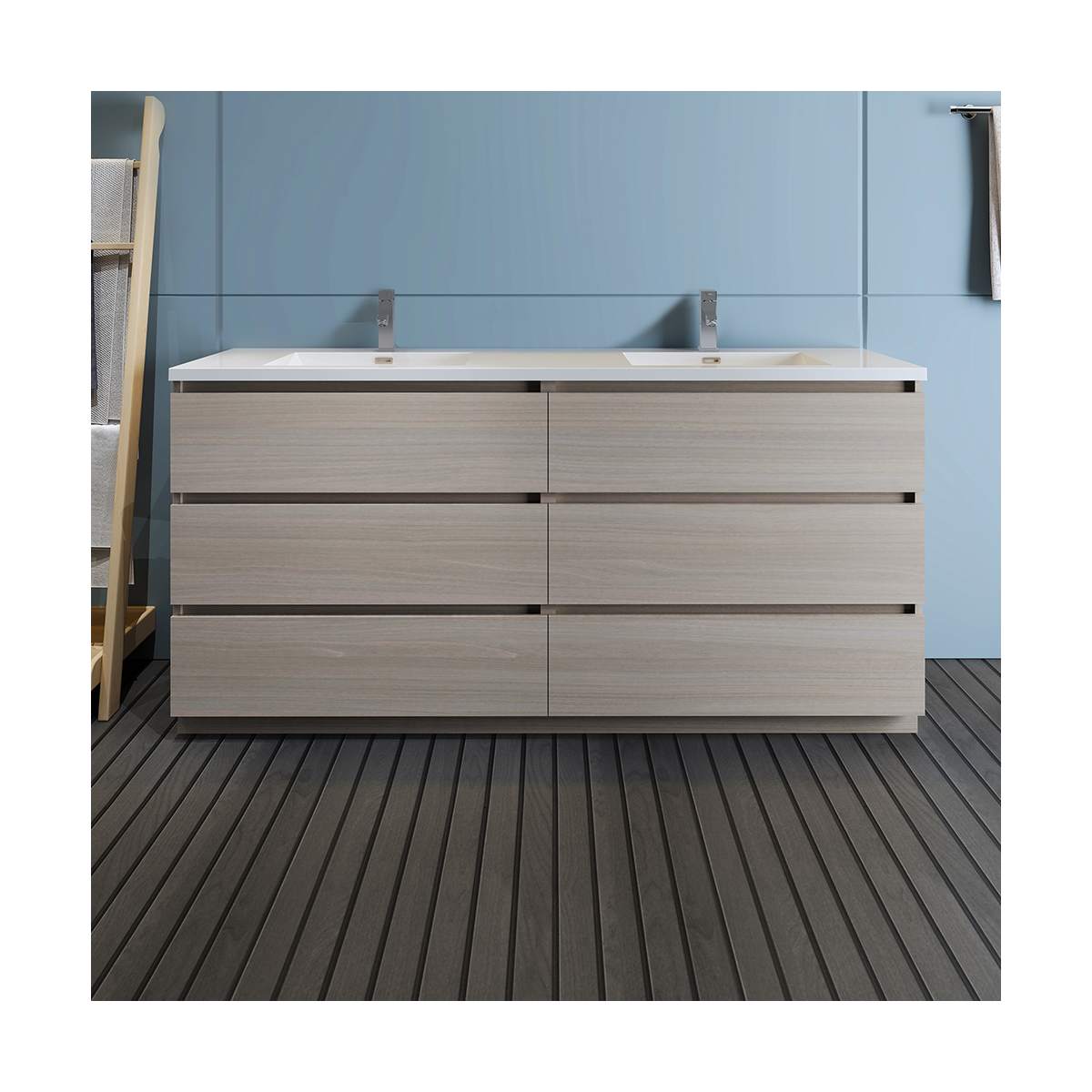 Lazzaro 72" Free Standing Double Basin Vanity Set with Cabinet and Acrylic Vanity Top