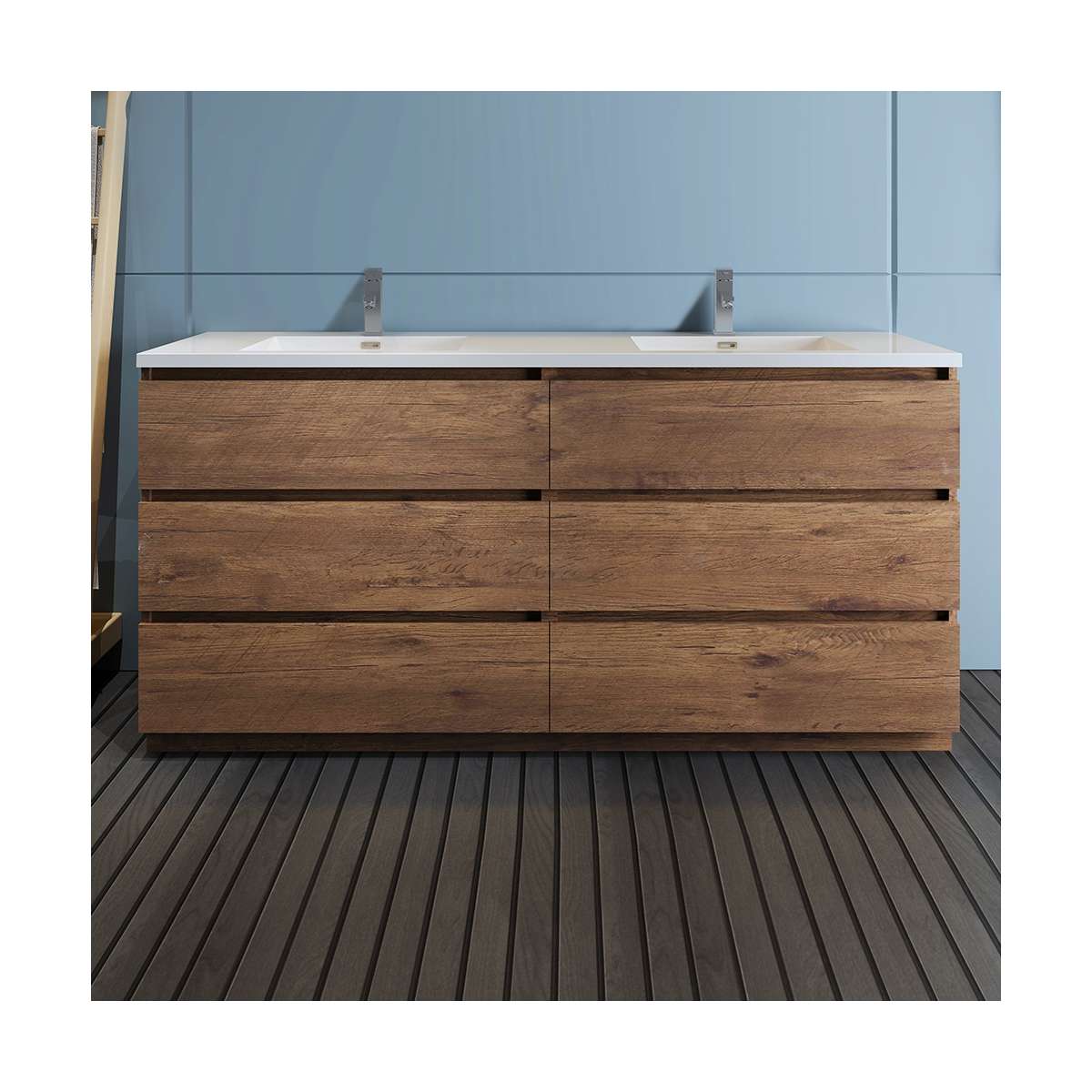 Lazzaro 72" Free Standing Double Basin Vanity Set with Cabinet and Acrylic Vanity Top