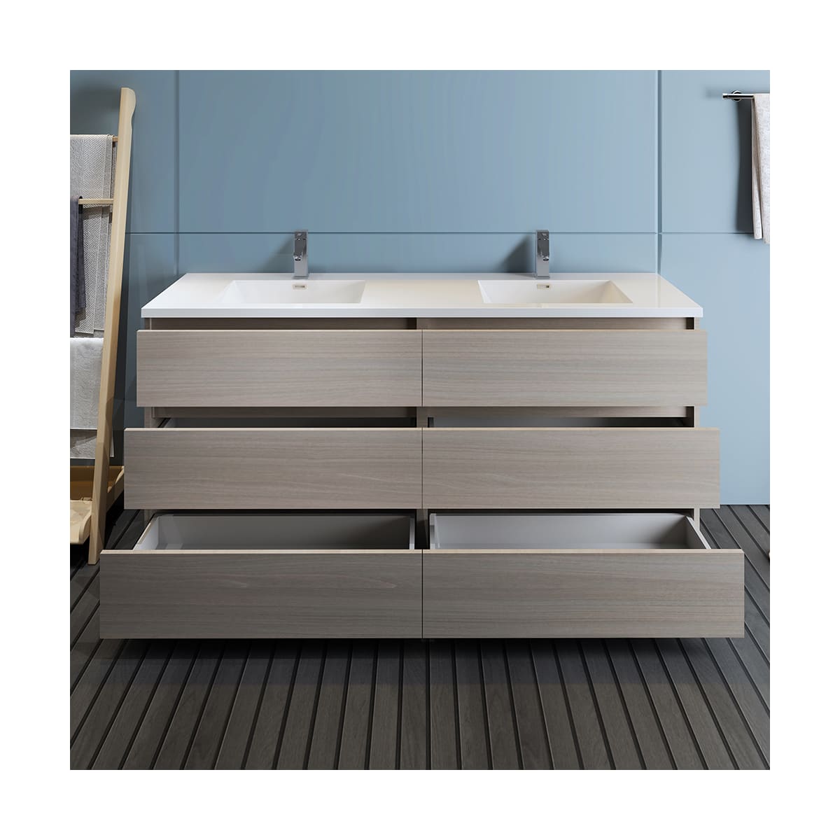 Lazzaro 72" Free Standing Double Basin Vanity Set with Cabinet and Acrylic Vanity Top