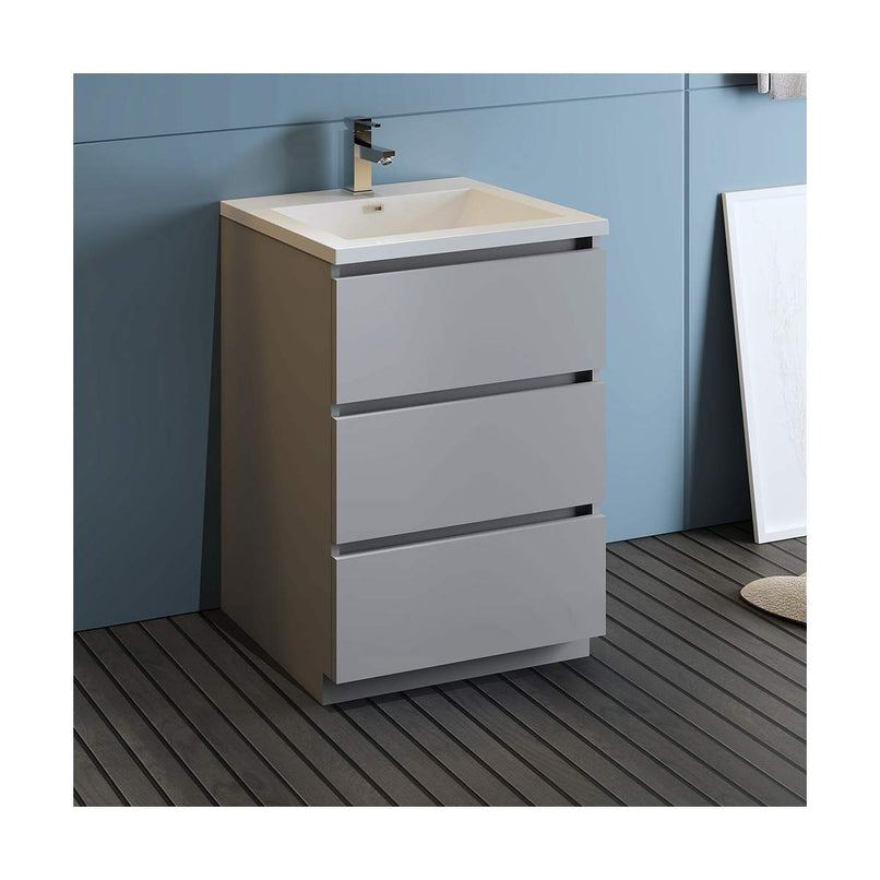 Lazzaro 24" Free Standing Single Basin Vanity Set with Cabinet and Acrylic Vanity Top - image 2