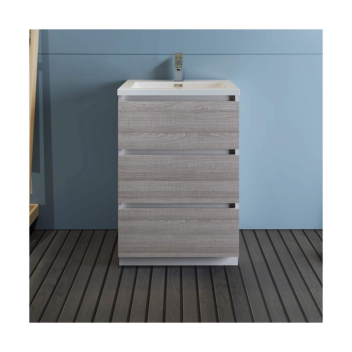 Lazzaro 24" Free Standing Single Basin Vanity Set with Cabinet and Acrylic Vanity Top