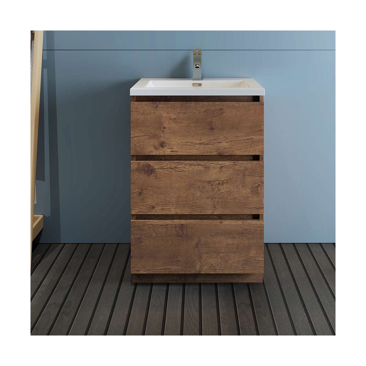Lazzaro 24" Free Standing Single Basin Vanity Set with Cabinet and Acrylic Vanity Top