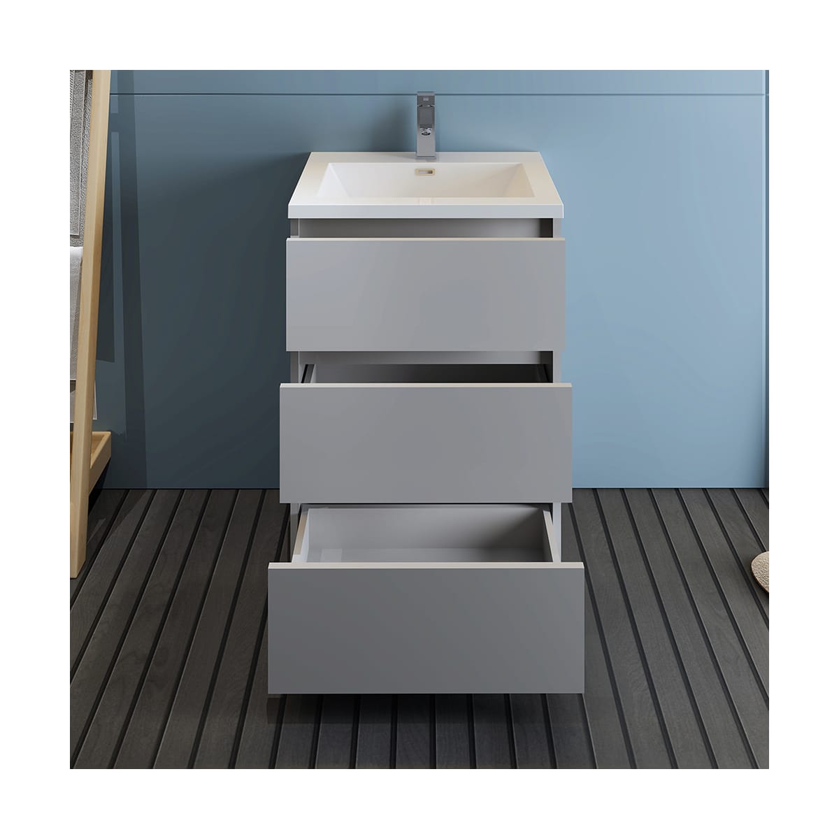 Lazzaro 24" Free Standing Single Basin Vanity Set with Cabinet and Acrylic Vanity Top