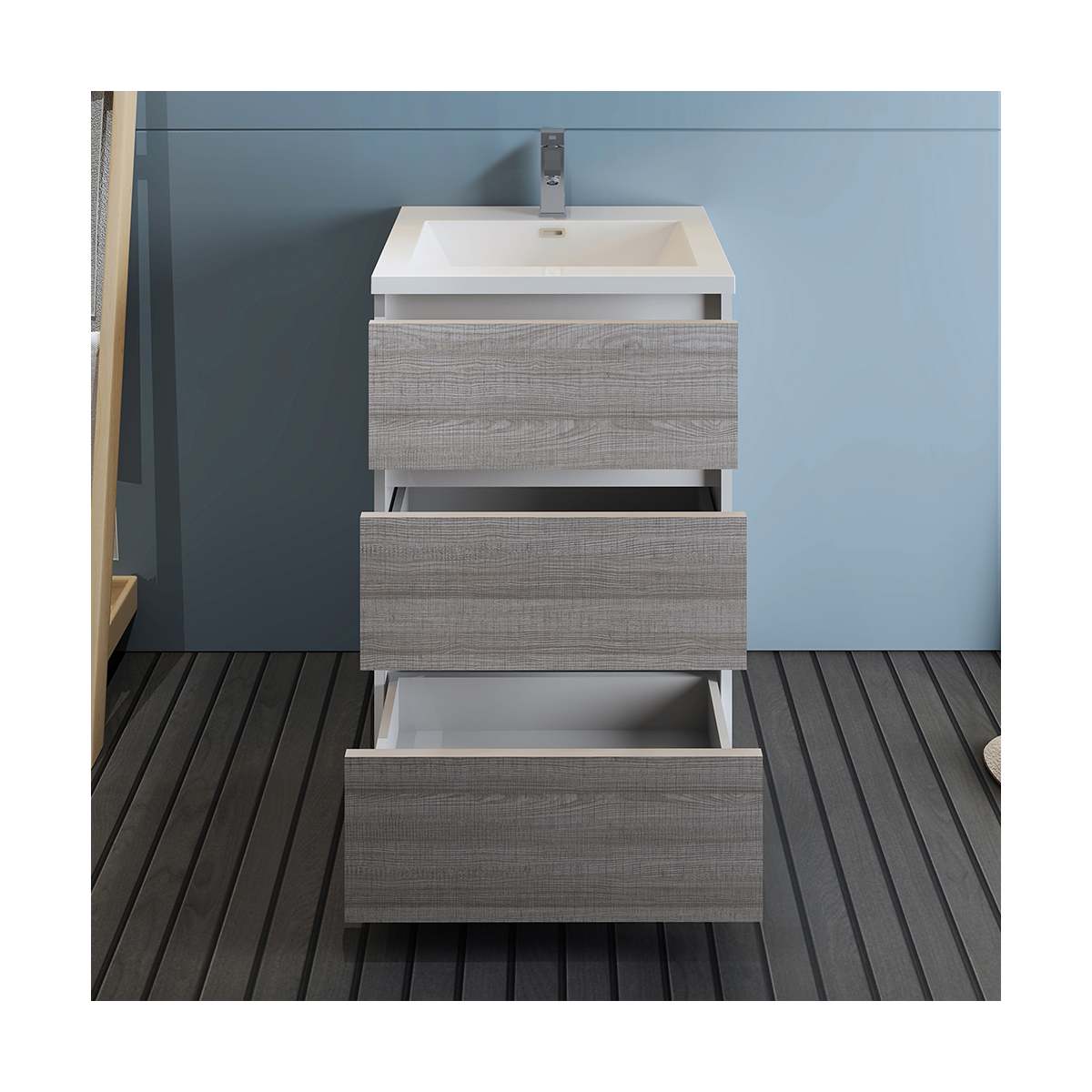 Lazzaro 24" Free Standing Single Basin Vanity Set with Cabinet and Acrylic Vanity Top