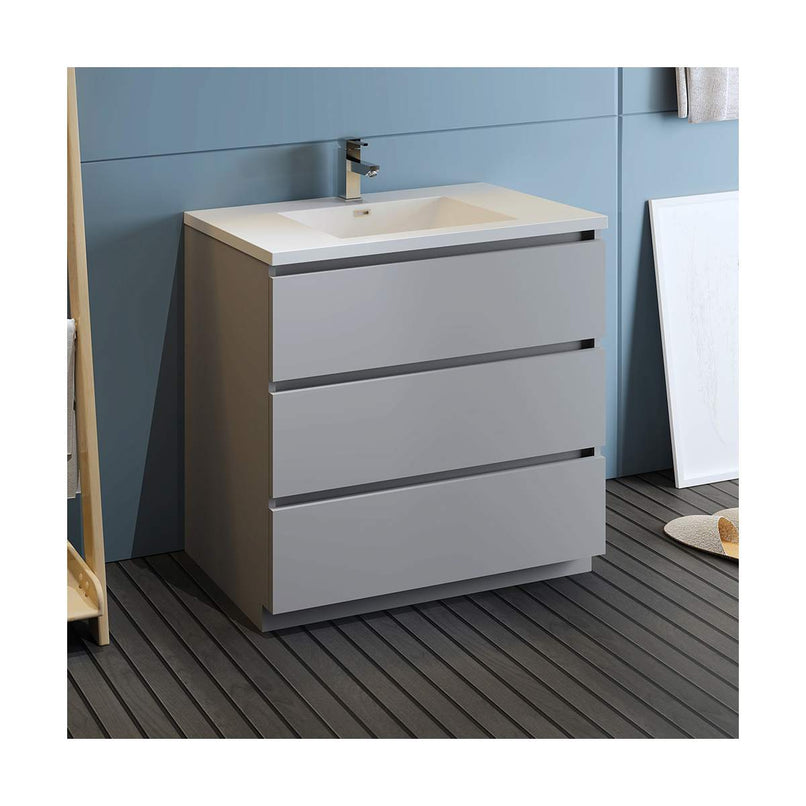 Lazzaro 36" Free Standing Single Basin Vanity Set with Cabinet and Acrylic Vanity Top - image 2