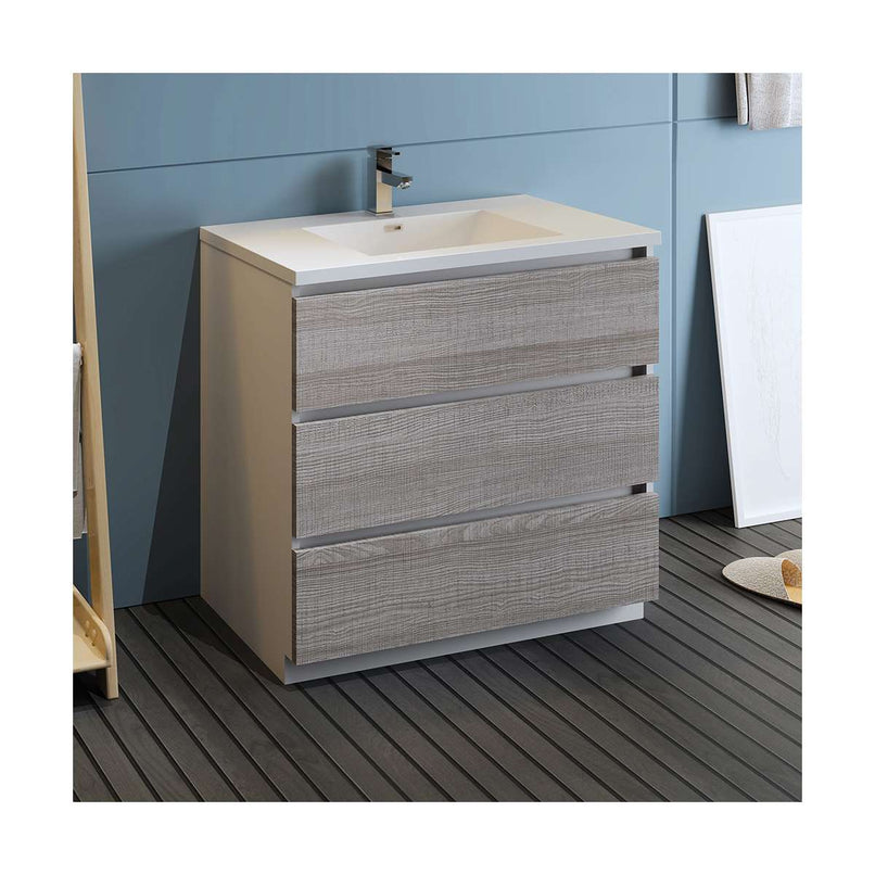 Lazzaro 36" Free Standing Single Basin Vanity Set with Cabinet and Acrylic Vanity Top - image 3