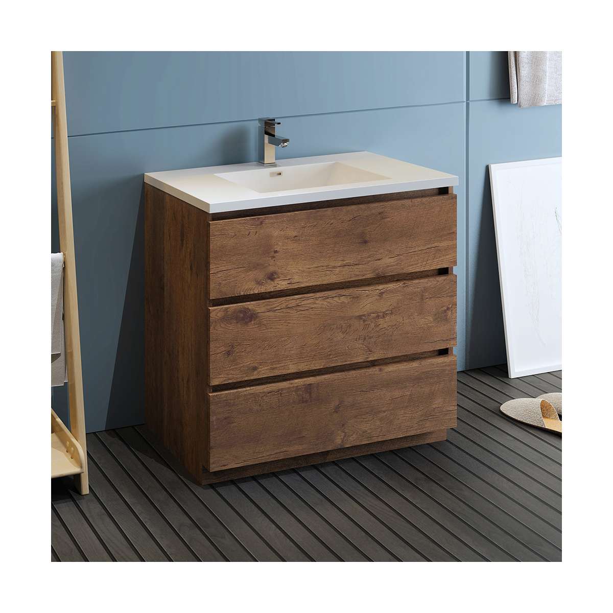Lazzaro 36" Free Standing Single Basin Vanity Set with Cabinet and Acrylic Vanity Top