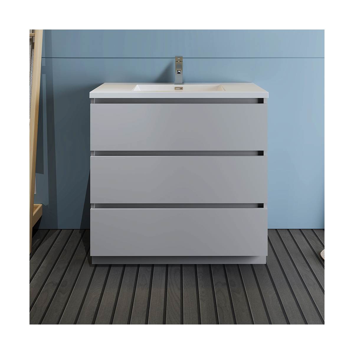 Lazzaro 36" Free Standing Single Basin Vanity Set with Cabinet and Acrylic Vanity Top
