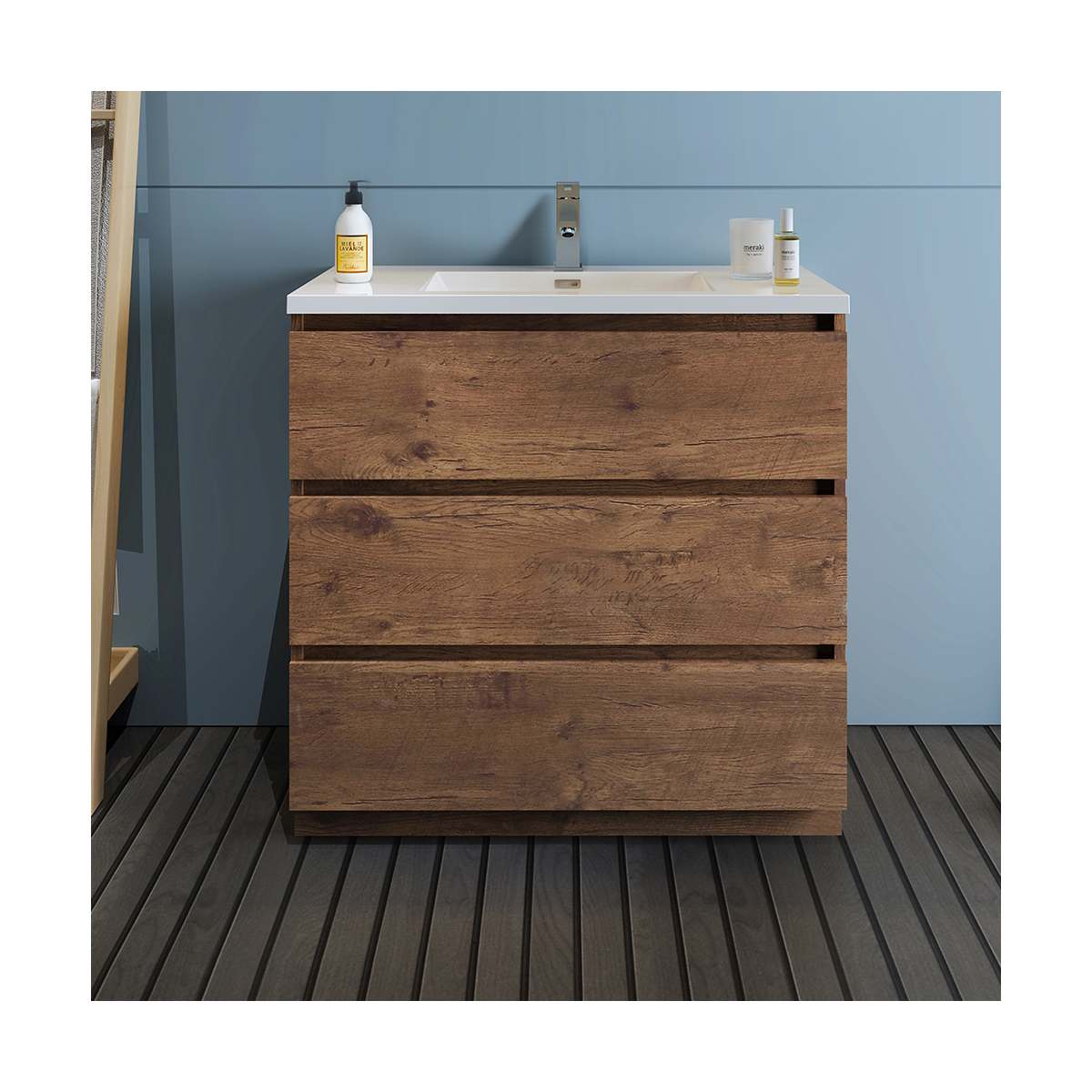 Lazzaro 36" Free Standing Single Basin Vanity Set with Cabinet and Acrylic Vanity Top