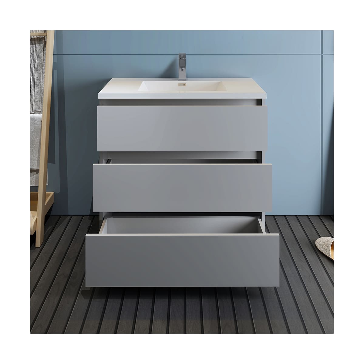 Lazzaro 36" Free Standing Single Basin Vanity Set with Cabinet and Acrylic Vanity Top