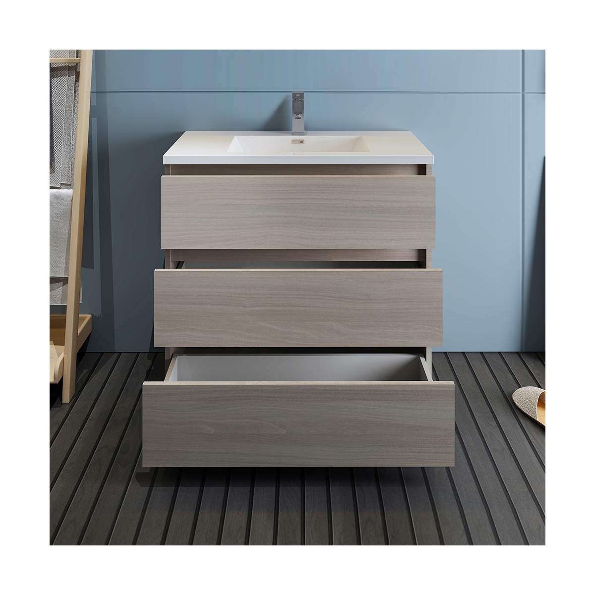 Lazzaro 36" Free Standing Single Basin Vanity Set with Cabinet and Acrylic Vanity Top