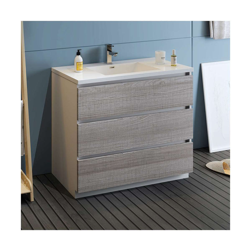 Lazzaro 40" Free Standing Single Basin Vanity Set with Cabinet and Acrylic Vanity Top - image 3