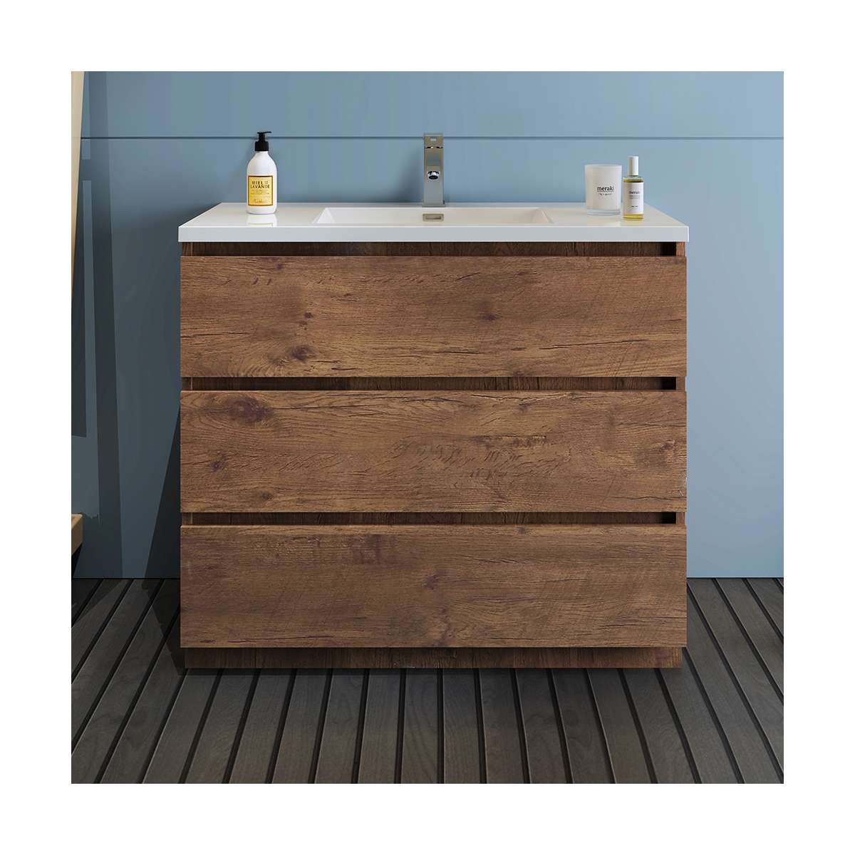 Lazzaro 40" Free Standing Single Basin Vanity Set with Cabinet and Acrylic Vanity Top