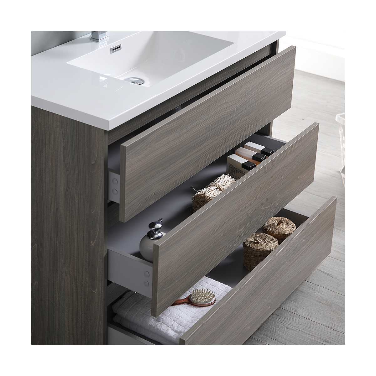 Lazzaro 40" Free Standing Single Basin Vanity Set with Cabinet and Acrylic Vanity Top - image 16