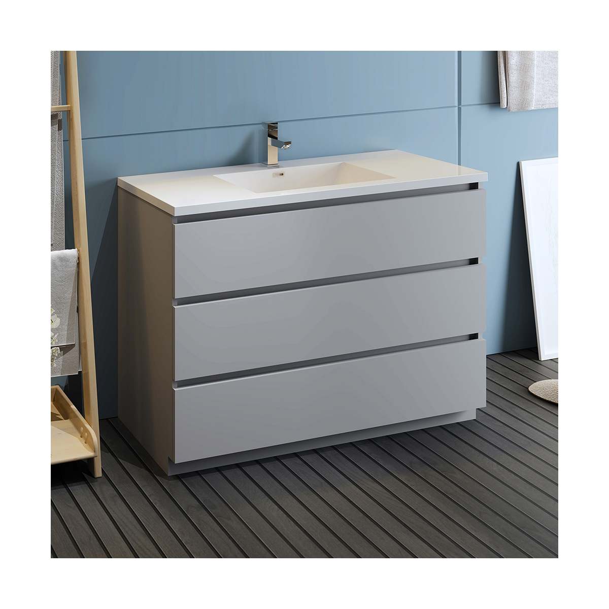 Lazzaro 48" Free Standing Single Basin Vanity Set with Cabinet and Acrylic Vanity Top