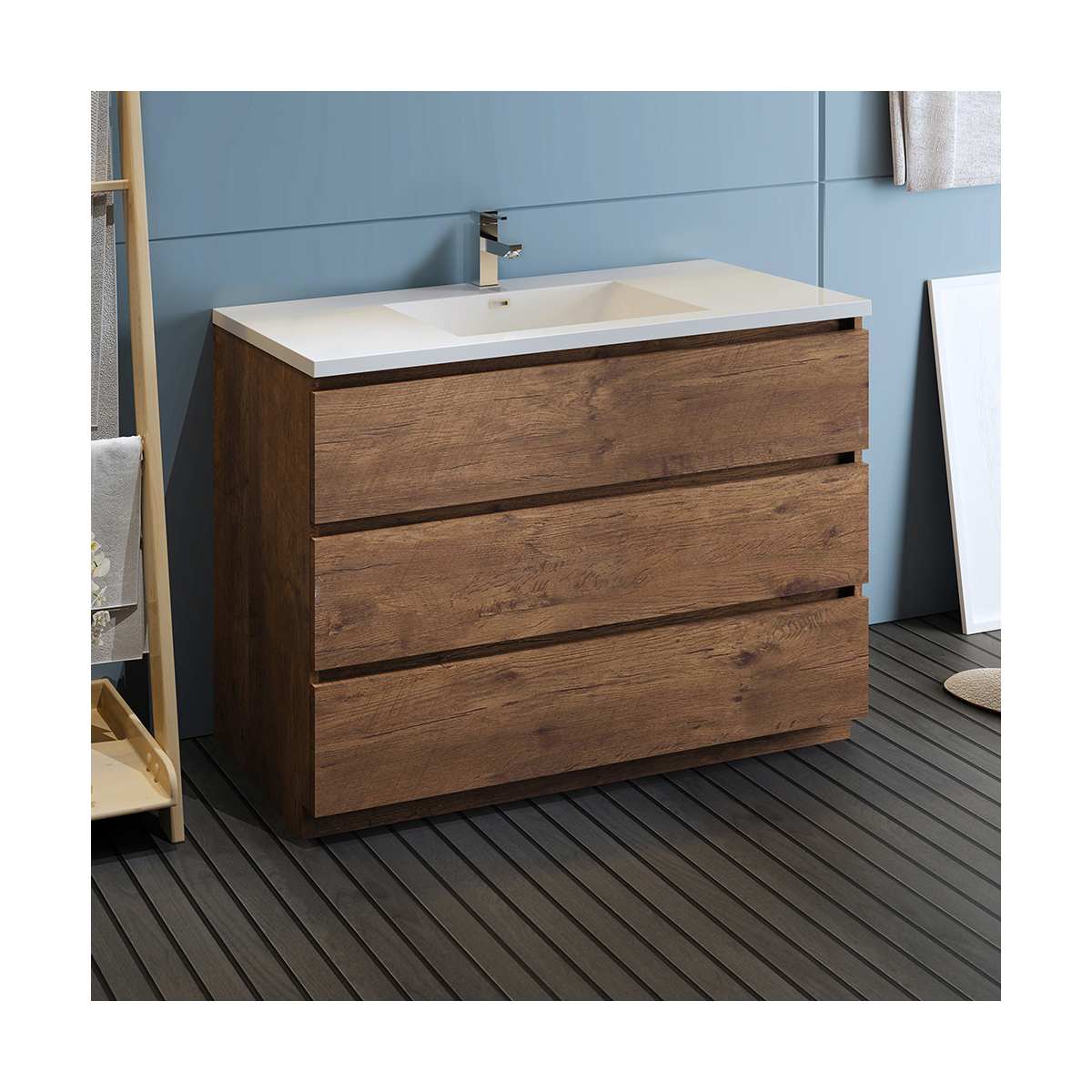 Lazzaro 48" Free Standing Single Basin Vanity Set with Cabinet and Acrylic Vanity Top