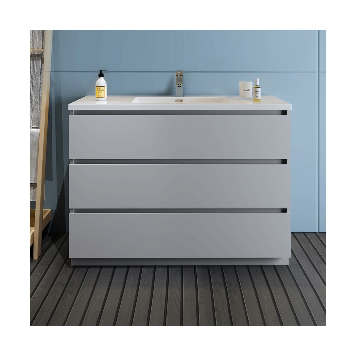 Lazzaro 48" Free Standing Single Basin Vanity Set with Cabinet and Acrylic Vanity Top