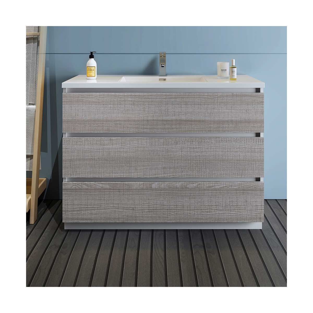 Lazzaro 48" Free Standing Single Basin Vanity Set with Cabinet and Acrylic Vanity Top