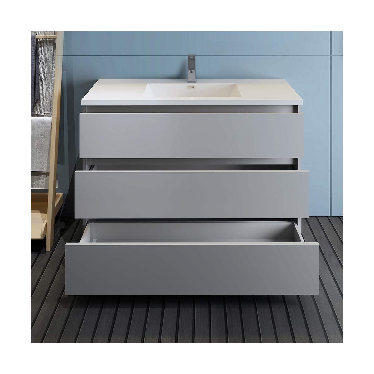 Lazzaro 48" Free Standing Single Basin Vanity Set with Cabinet and Acrylic Vanity Top