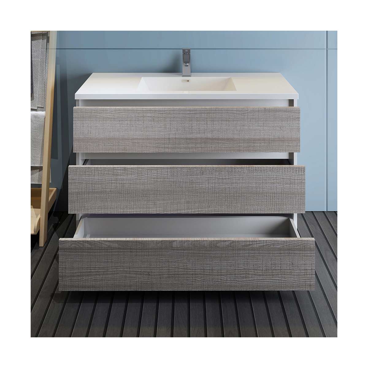 Lazzaro 48" Free Standing Single Basin Vanity Set with Cabinet and Acrylic Vanity Top