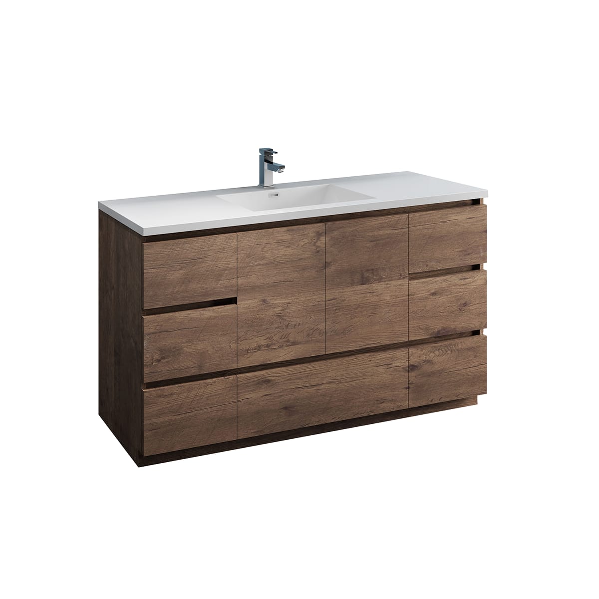 Lazzaro 60" Free Standing Single Basin Vanity Set with Cabinet and Acrylic Vanity Top