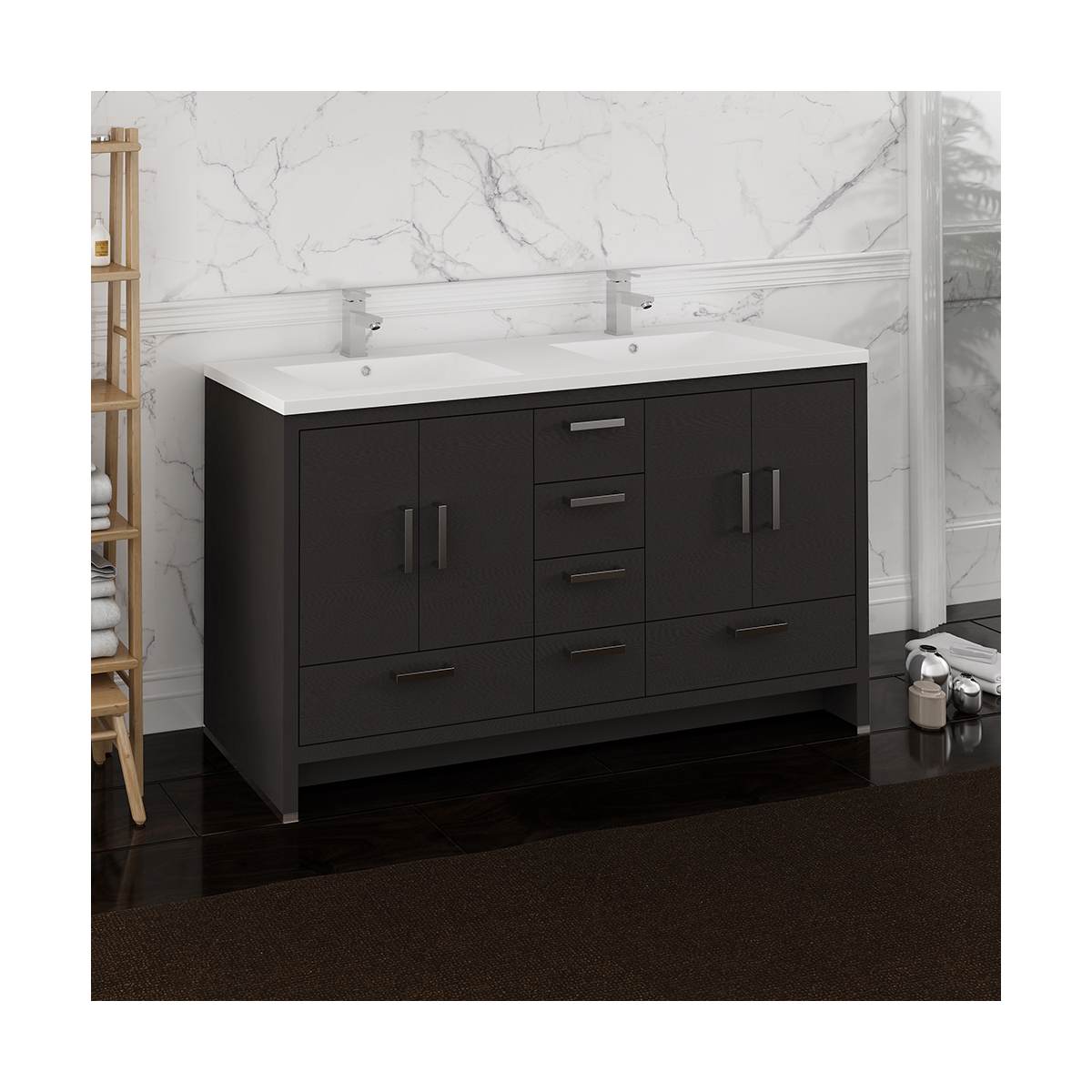Imperia 60" Free Standing Double Basin Vanity Set with Cabinet and Acrylic Vanity Top