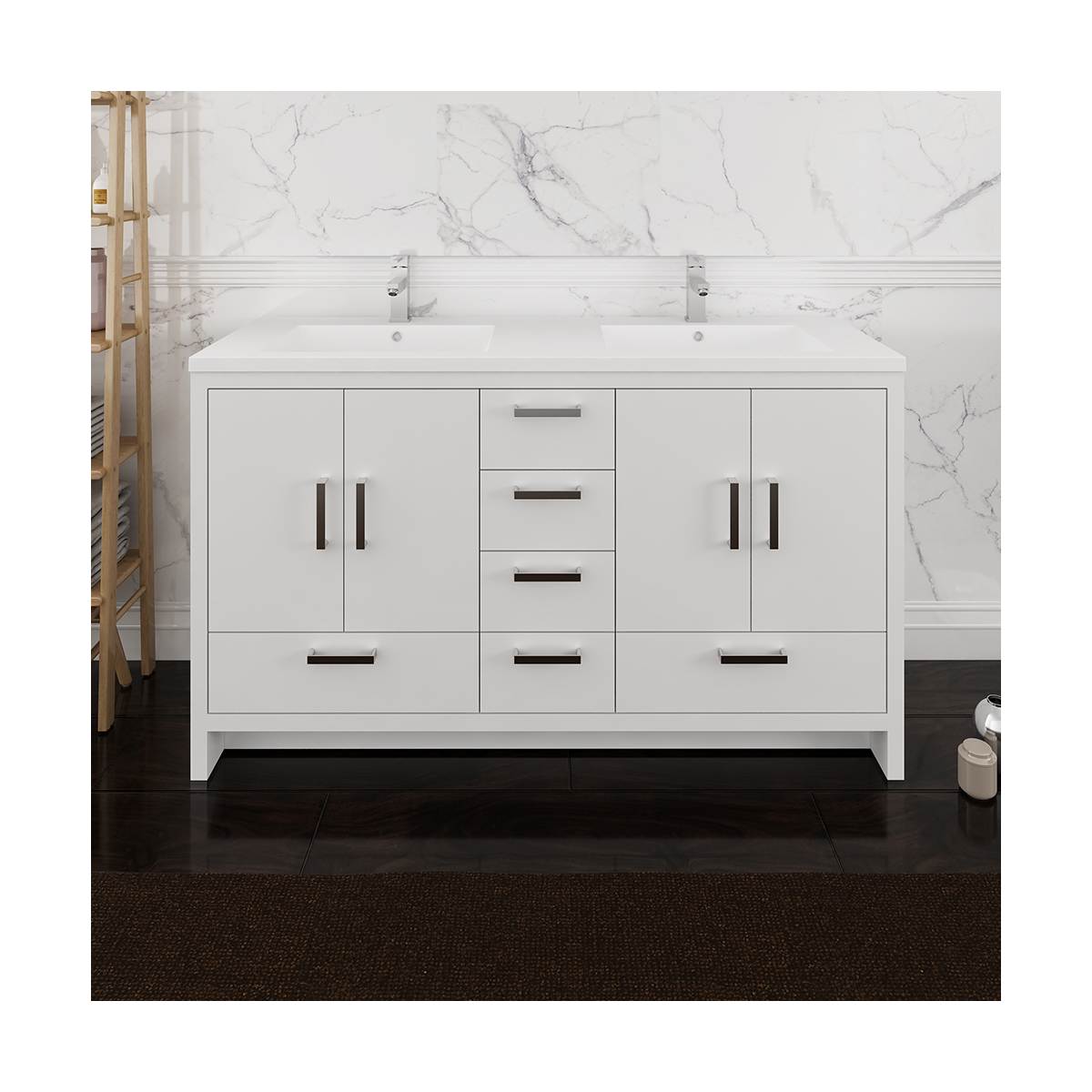 Imperia 60" Free Standing Double Basin Vanity Set with Cabinet and Acrylic Vanity Top