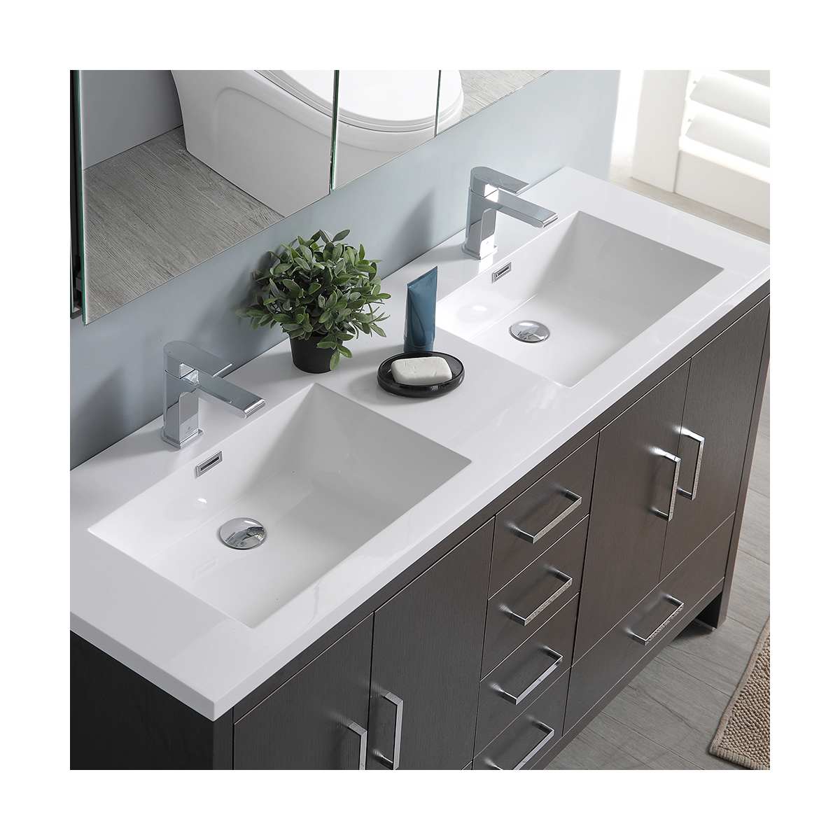 Imperia 60" Free Standing Double Basin Vanity Set with Cabinet and Acrylic Vanity Top