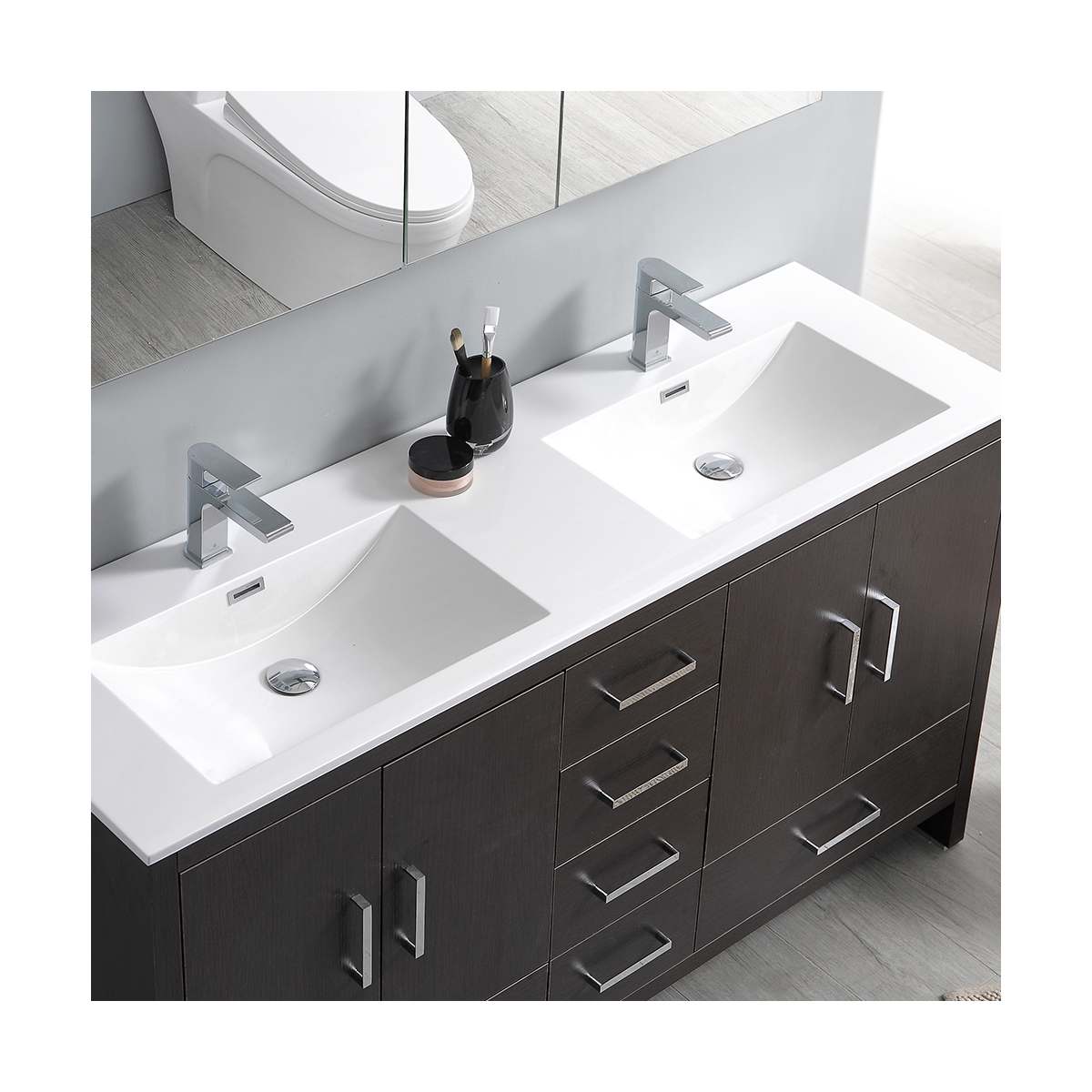 Imperia 60" Free Standing Double Basin Vanity Set with Cabinet and Acrylic Vanity Top