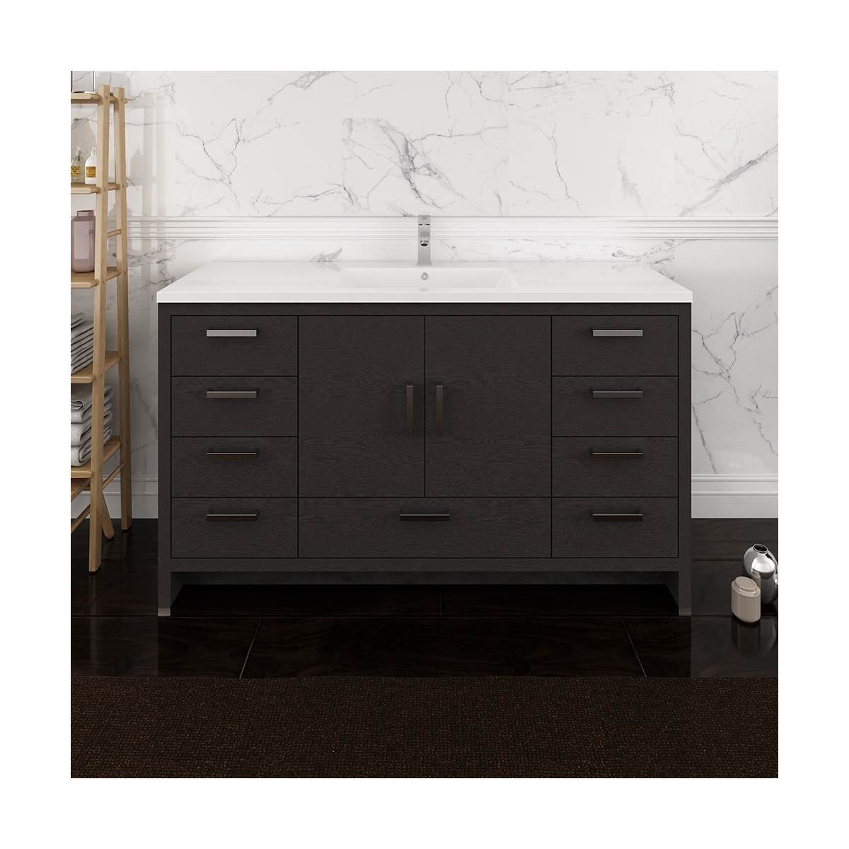 Imperia 60" Free Standing Single Basin Vanity Set with Cabinet and Acrylic Vanity Top