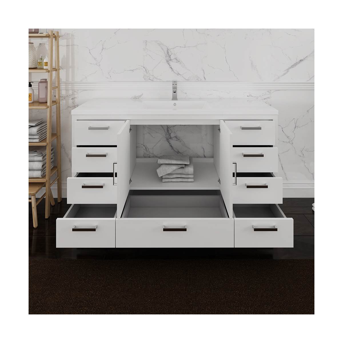 Imperia 60" Free Standing Single Basin Vanity Set with Cabinet and Acrylic Vanity Top
