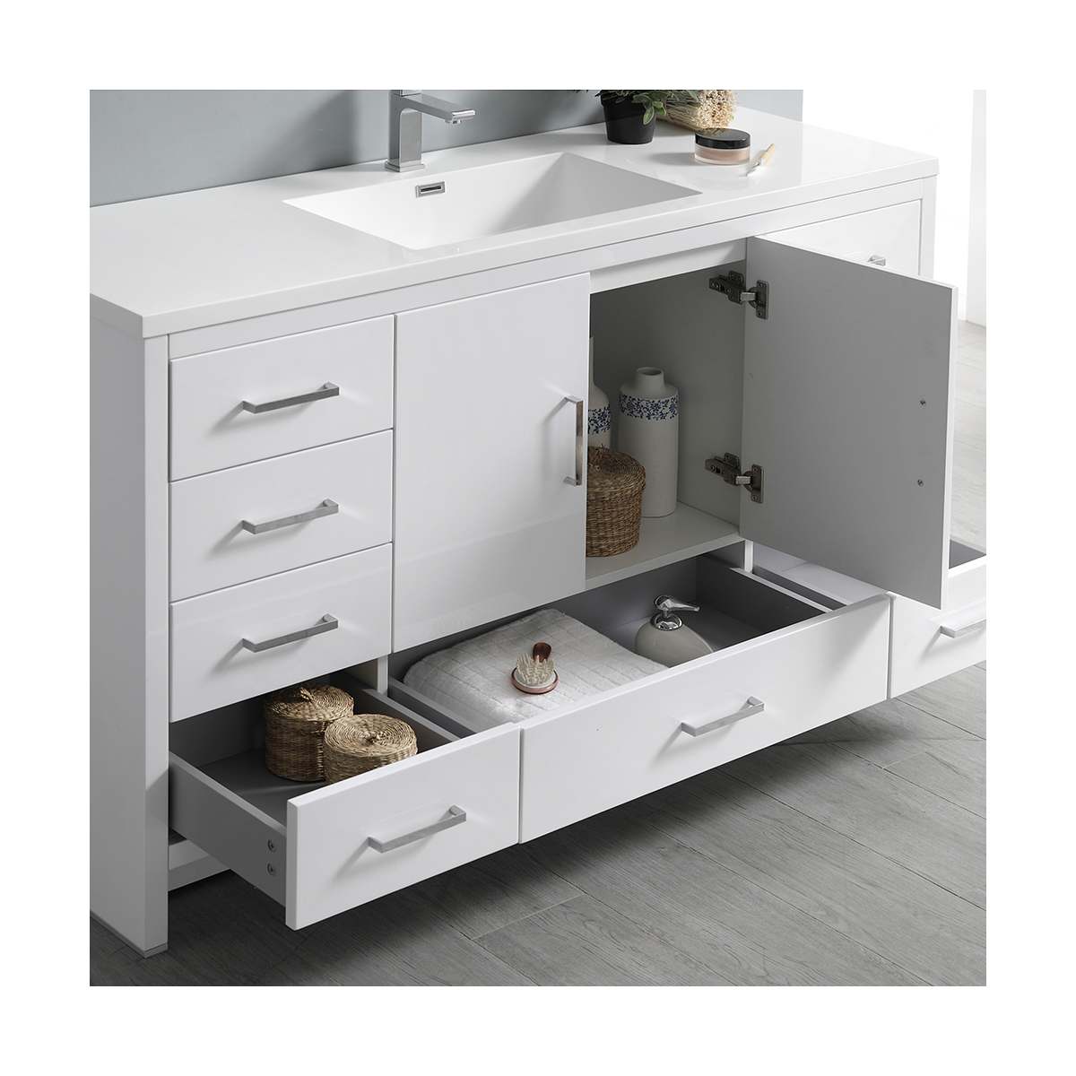 Imperia 60" Free Standing Single Basin Vanity Set with Cabinet and Acrylic Vanity Top