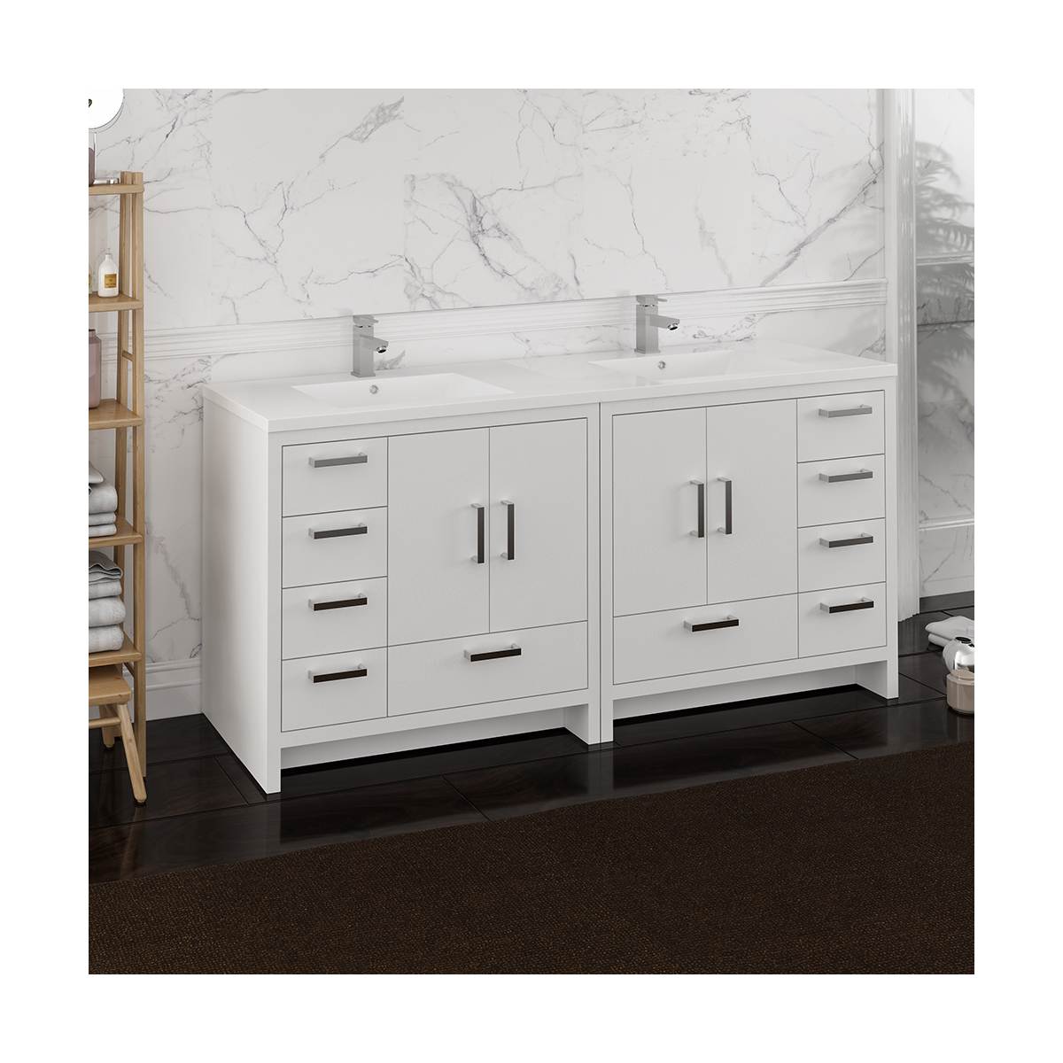 Imperia 72" Free Standing Double Basin Vanity Set with Cabinet and Acrylic Vanity Top