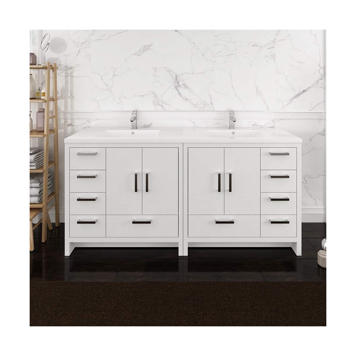 Imperia 72" Free Standing Double Basin Vanity Set with Cabinet and Acrylic Vanity Top