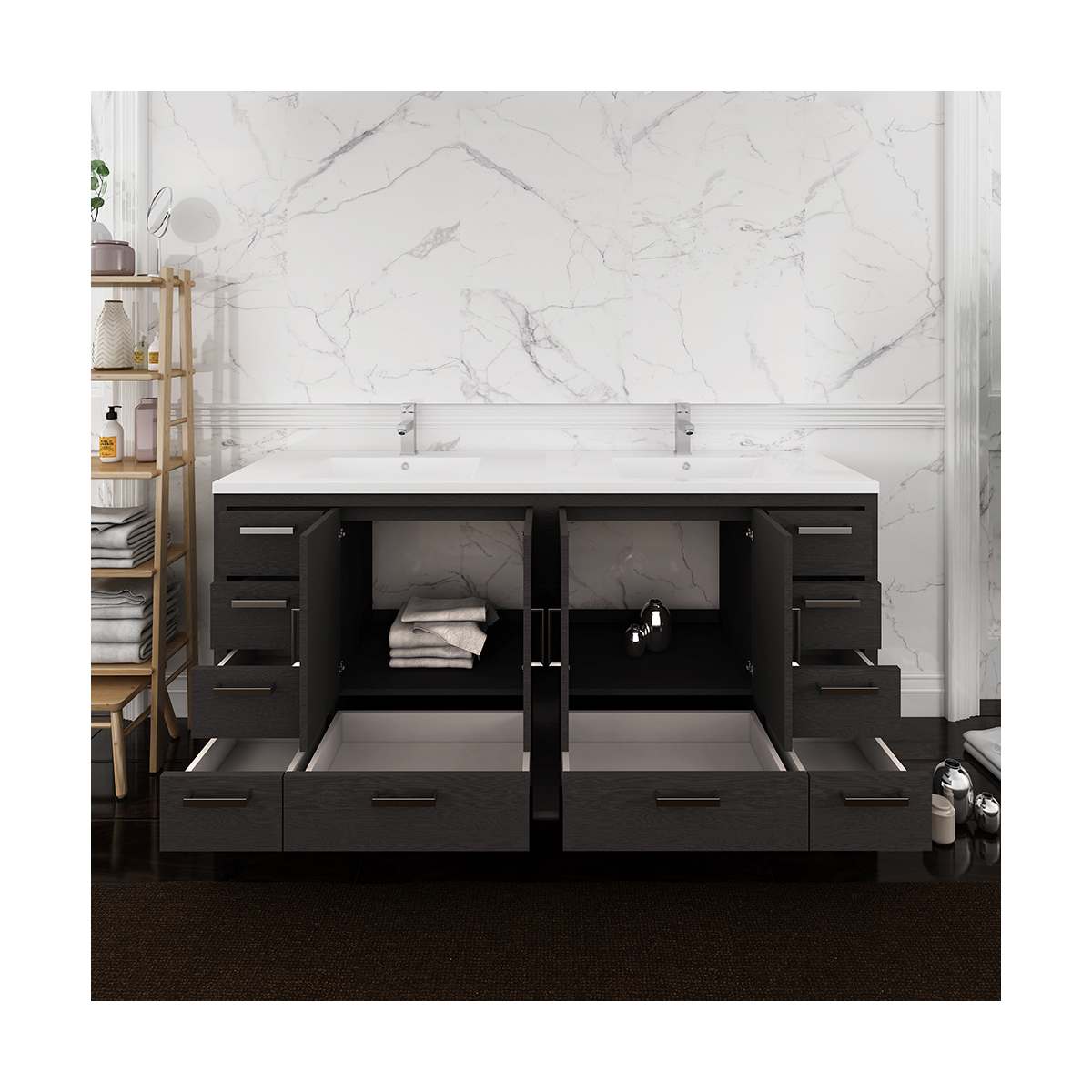 Imperia 72" Free Standing Double Basin Vanity Set with Cabinet and Acrylic Vanity Top