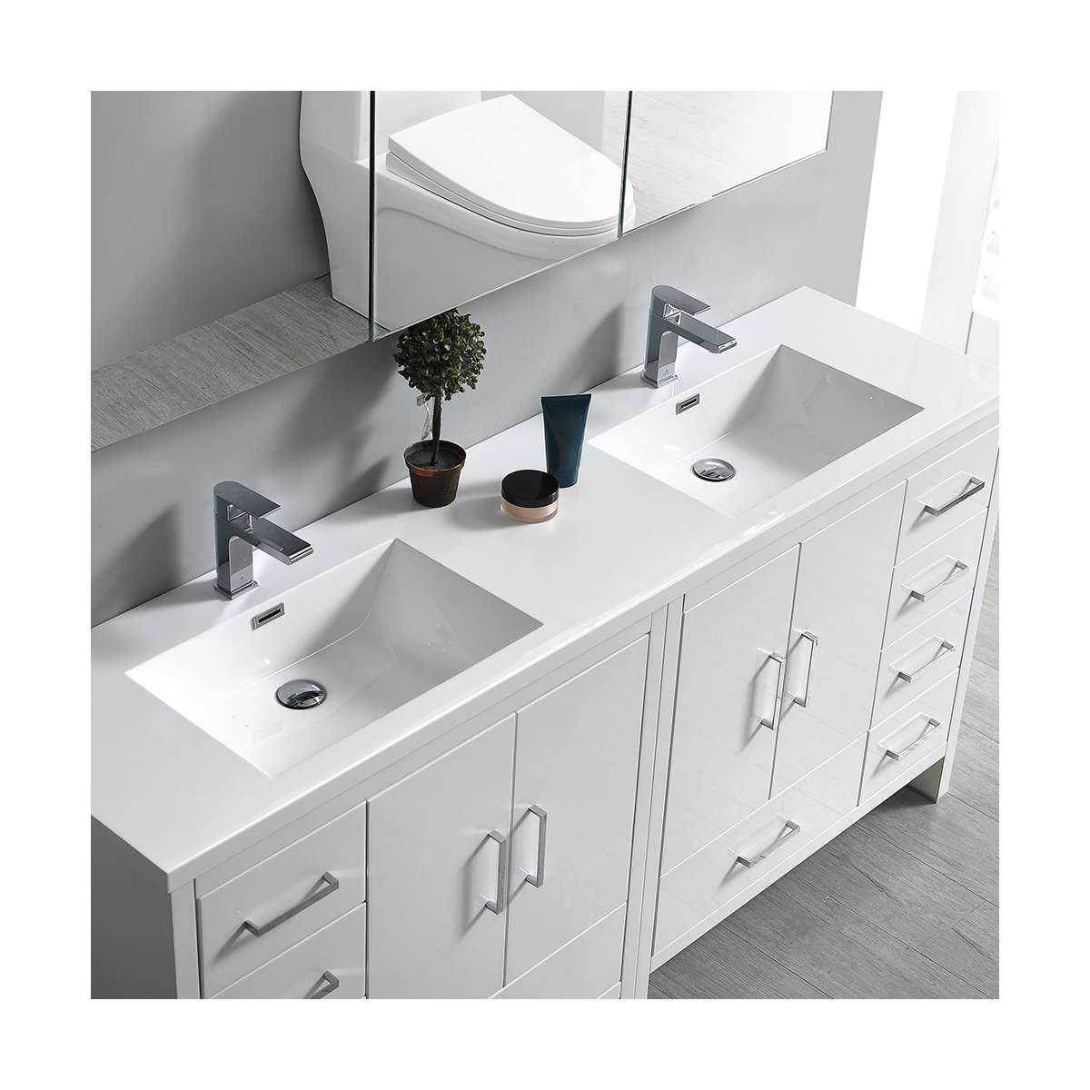 Imperia 72" Free Standing Double Basin Vanity Set with Cabinet and Acrylic Vanity Top