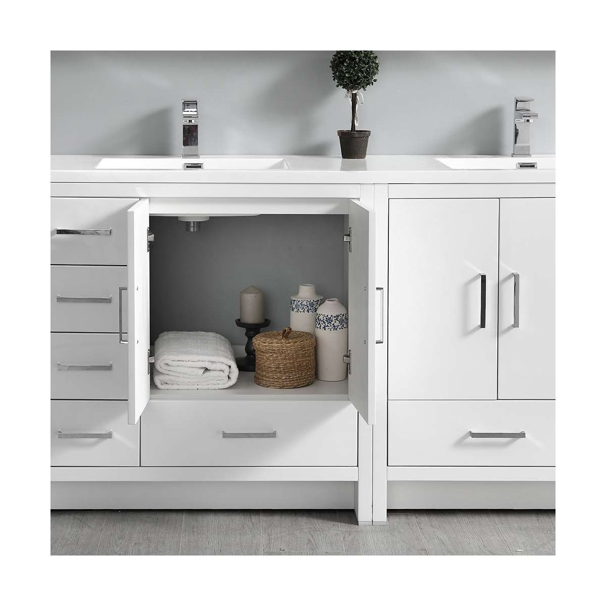 Imperia 72" Free Standing Double Basin Vanity Set with Cabinet and Acrylic Vanity Top