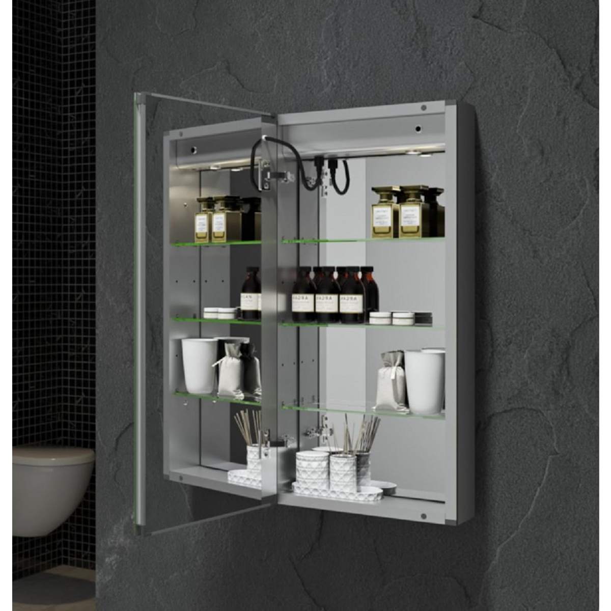 Tiempo 15" x 30" Lighted Frameless Single Door Medicine Cabinet