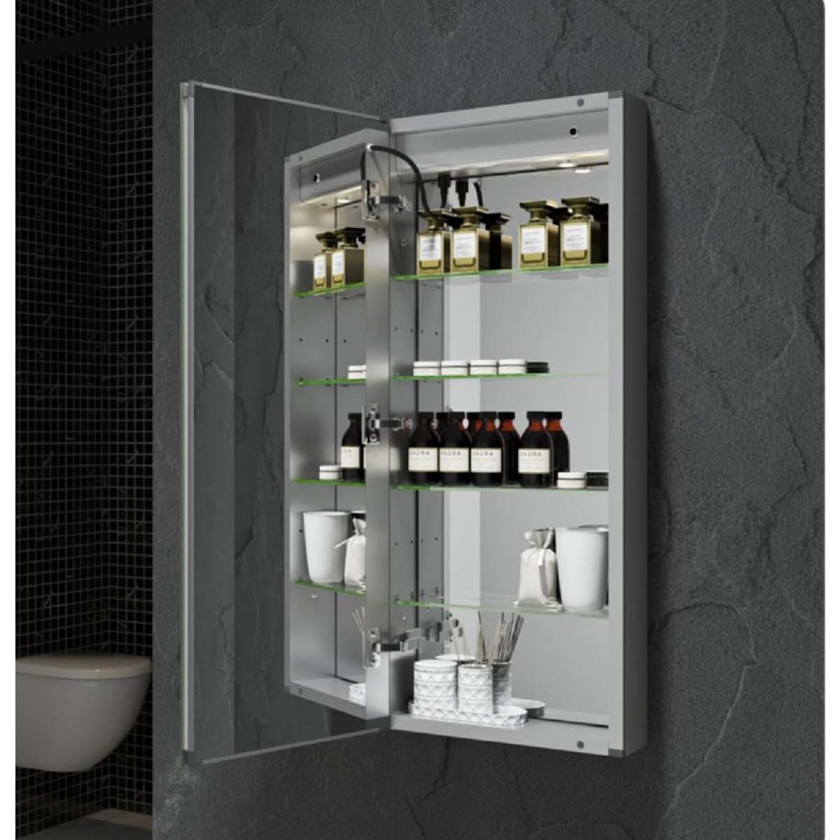 Tiempo 15" x 36" Lighted Frameless Single Door Medicine Cabinet