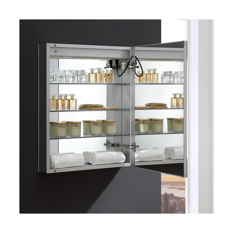 Tiempo 24" x 30" Lighted Frameless Medicine Cabinet with 3 Shelves and Defogger - Right Swing Door - image 9