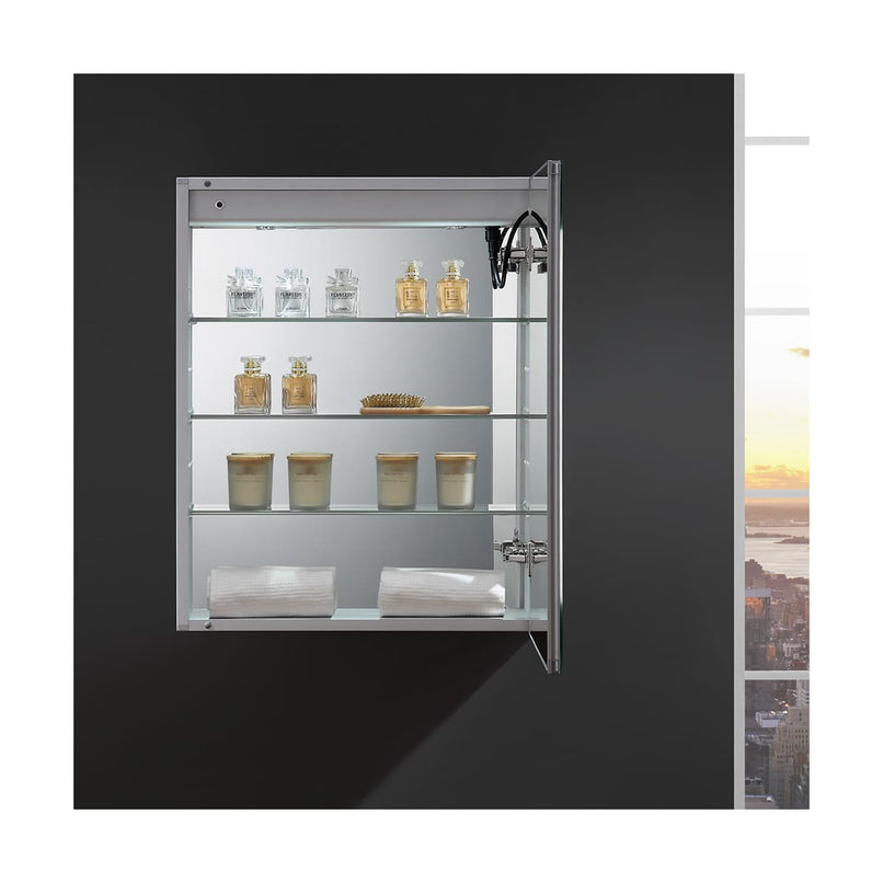 Tiempo 24" x 30" Lighted Frameless Medicine Cabinet with 3 Shelves and Defogger - Right Swing Door - image 12