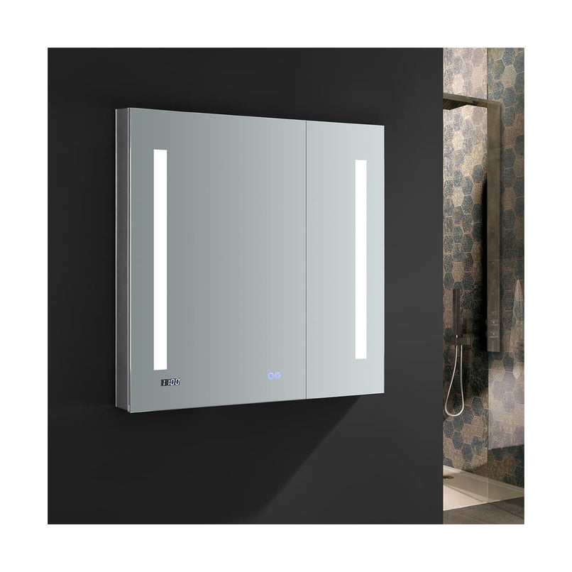 Tiempo 30" x 30" Lighted Frameless Medicine Cabinet with 3 Shelves and Defogger - image 8