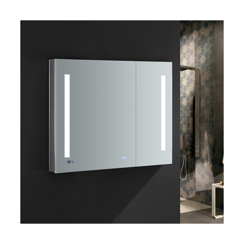 Tiempo 36" x 30" Lighted Frameless Medicine Cabinet with 3 Shelves and Defogger - image 7