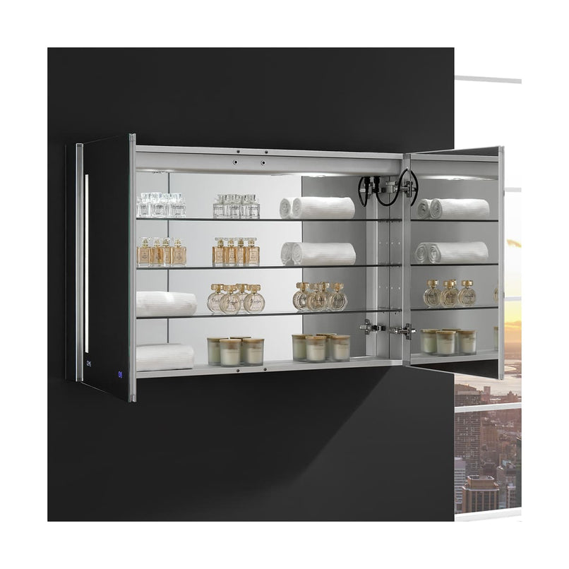 Tiempo 48" x 30" Lighted Frameless Medicine Cabinet with 3 Shelves and Defogger - image 10