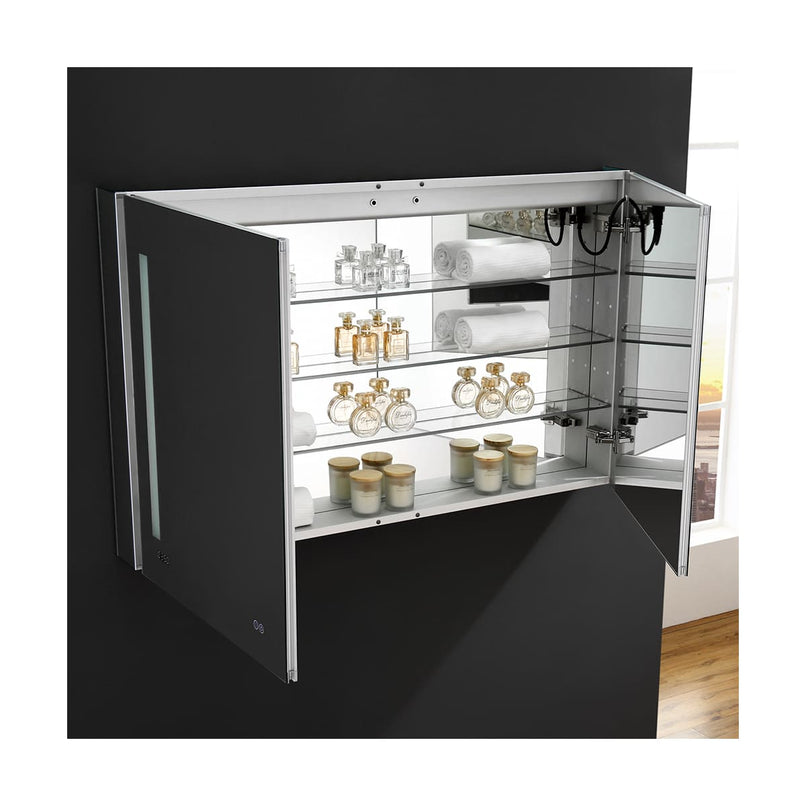 Tiempo 48" x 30" Lighted Frameless Medicine Cabinet with 3 Shelves and Defogger - image 11