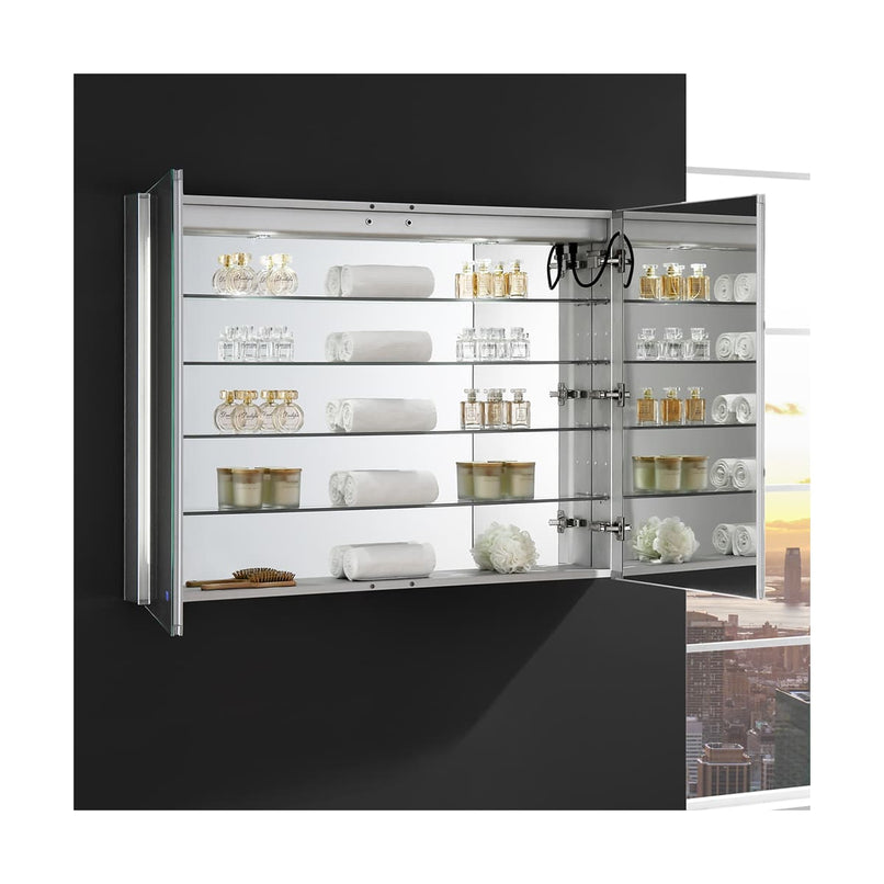 Tiempo 48" x 36" Lighted Frameless Medicine Cabinet with 4 Shelves and Defogger - image 10